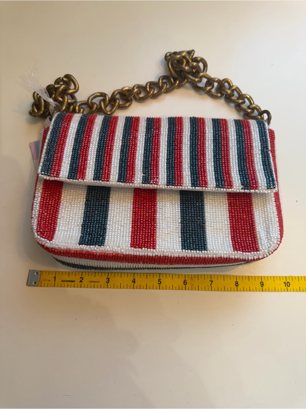 Handmade Beaded Stripe - Red, White & Blue Shoulder/Handbag - NWT - Picture 7 of 10